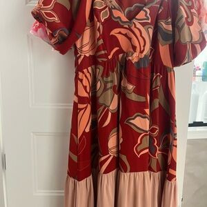 Floral Red and Pink Maxi Dress